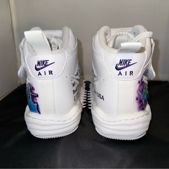Nike OFF-WHITE x Air Force 1 Mid SP Leather 'Graffiti' DR0500-100 Men’s size 5 - Picture 3 of 6
